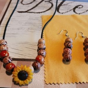 Sunflower Necklace with matching Earrings